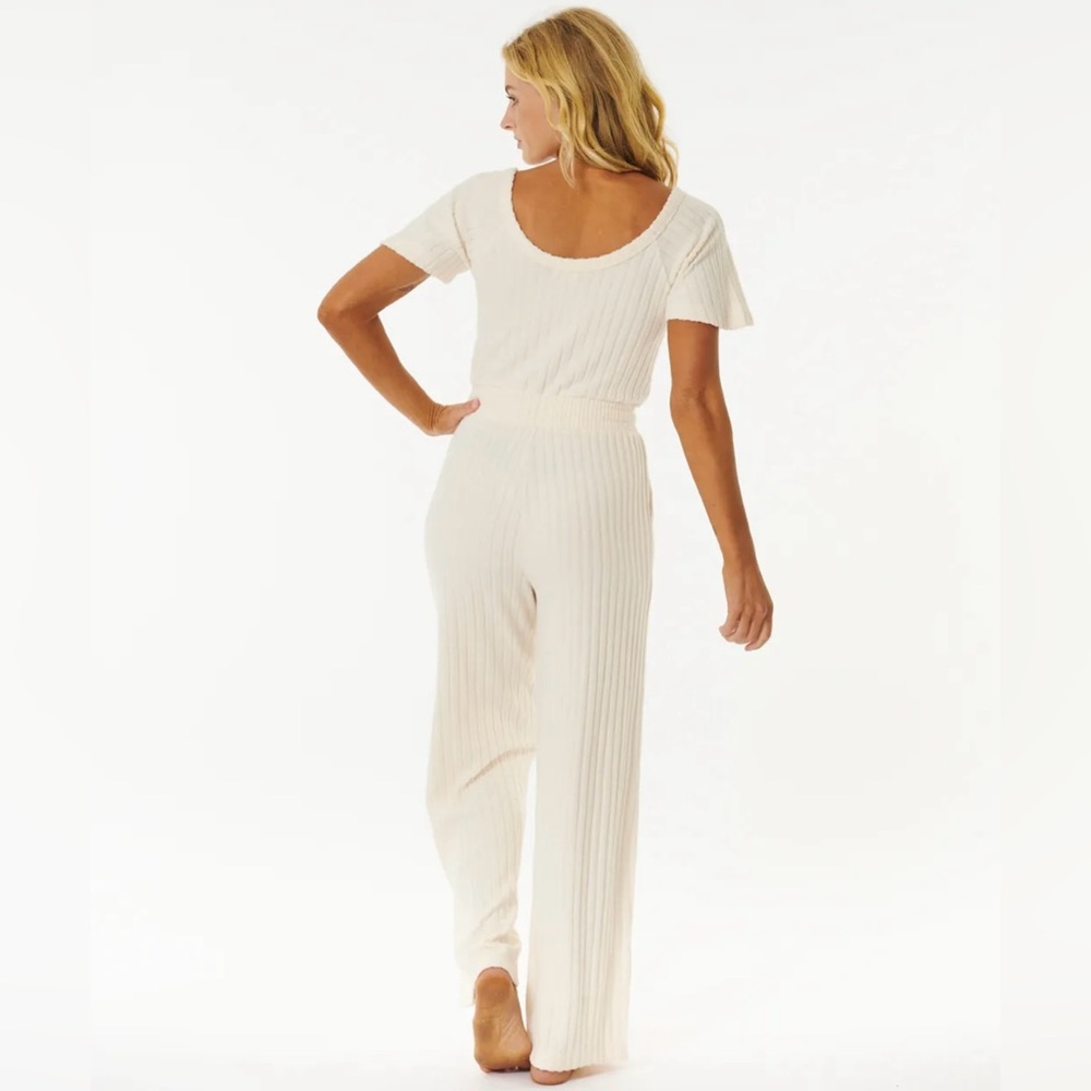 NWOT Rip Curl Cozy Jumpsuit- cream cozy fuzzy elastic waist ribbed .Size XL - Picture 3 of 14